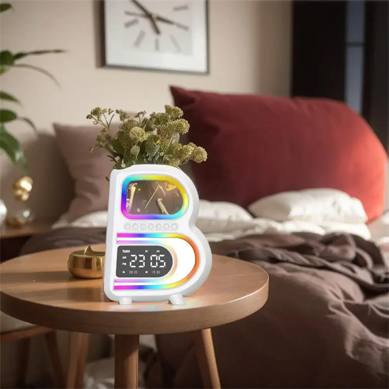 2024 New B-Shaped Blutooth Speaker Multifunctional Smart Music Rhythm Lighting Phone Wireless Charger TF Card AUX Input Standard Mode - Image 6