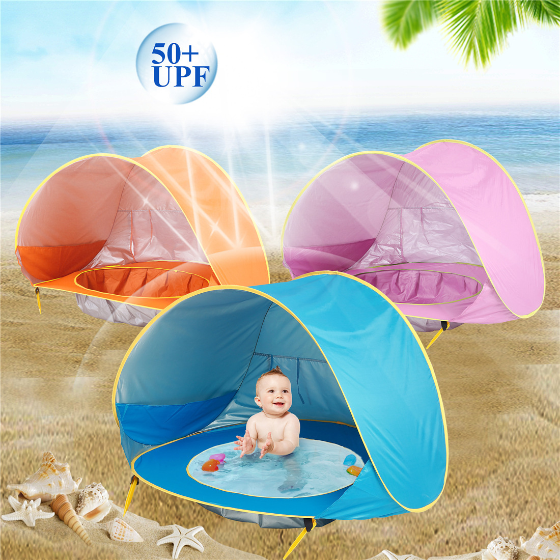 Baby Beach Tent Kids Outdoor Camping Easy Fold Up Waterproof Up Sun Awning Tent UV-protecting - Image 8