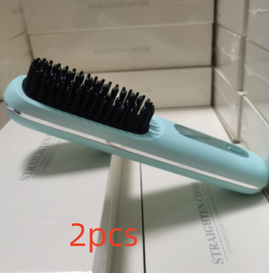 2 In 1 Straight Hair Comb Wireless Hair Straightener Brush Hair Fast Heating Portable Hot Curler USB Charging - Image 6