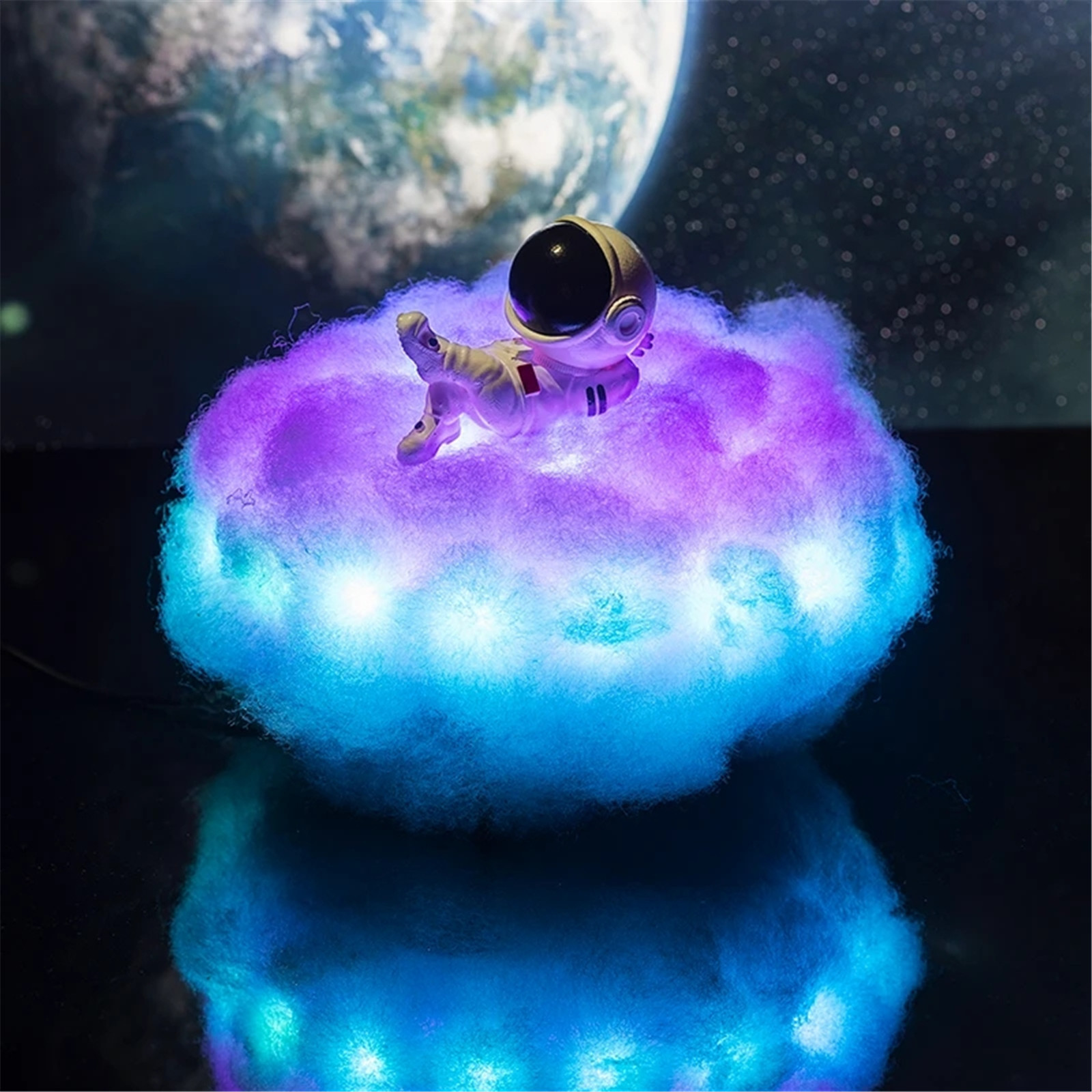 LED Colorful Clouds Astronaut Lamp With Rainbow Effect As Children's Night Light Kids Bedroom Night Lamp Decor Home Moon Lamp - Image 4