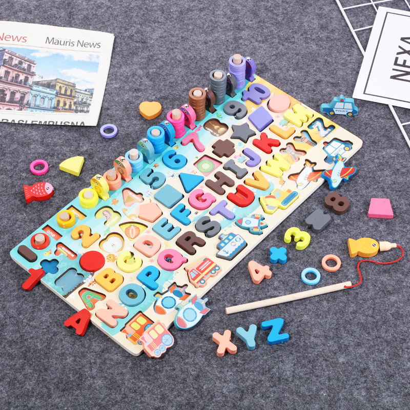 Montessori Educational Wooden Toys for Kids Montessori Toys Board Math Fishing Montessori Toys Educational for 1 2 3 Years Old