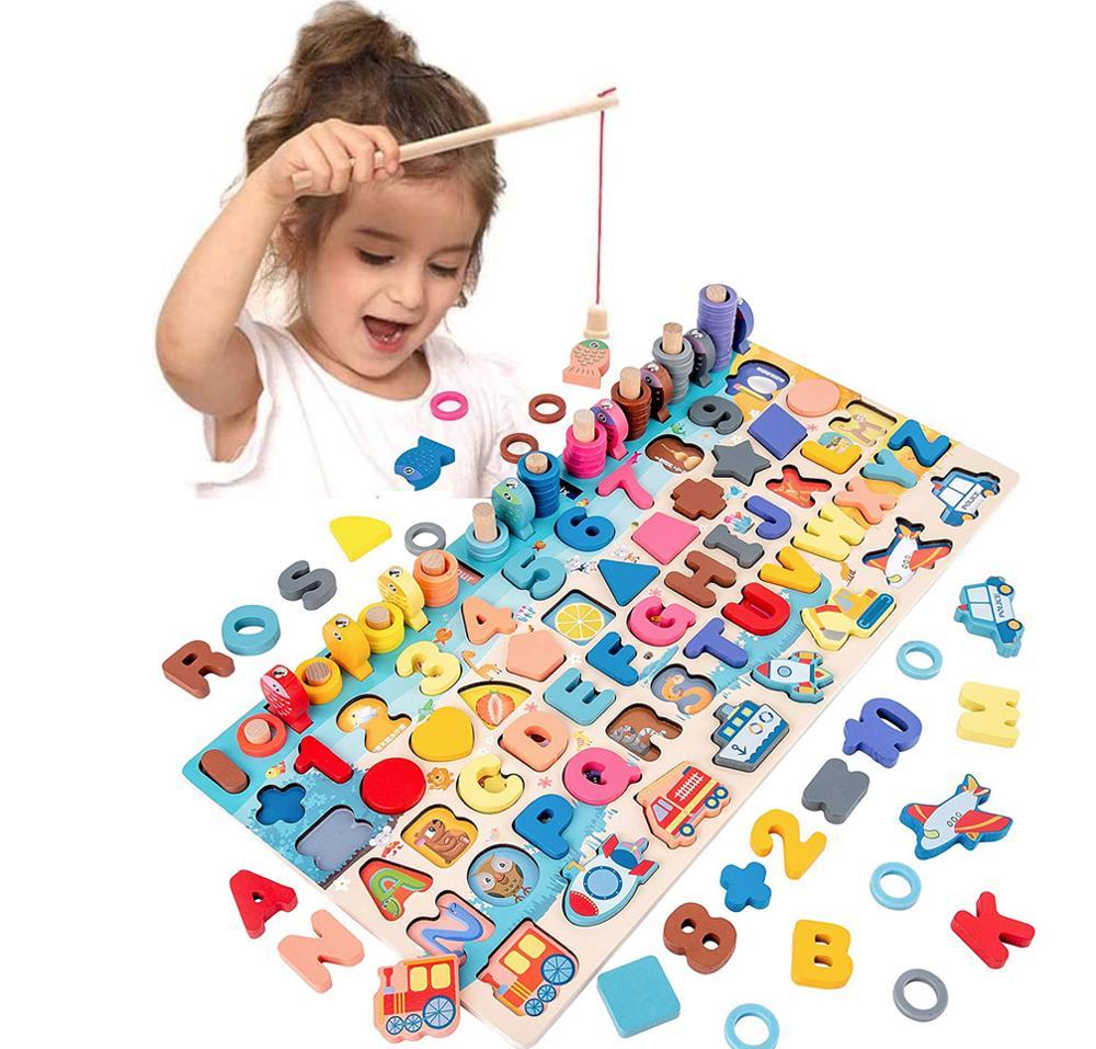 Montessori Educational Wooden Toys for Kids Montessori Toys Board Math Fishing Montessori Toys Educational for 1 2 3 Years Old - Image 3