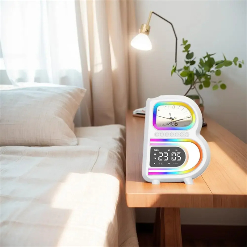 2024 New B-Shaped Blutooth Speaker Multifunctional Smart Music Rhythm Lighting Phone Wireless Charger TF Card AUX Input Standard Mode - Image 7