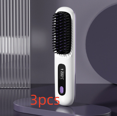 2 In 1 Straight Hair Comb Wireless Hair Straightener Brush Hair Fast Heating Portable Hot Curler USB Charging - Image 10