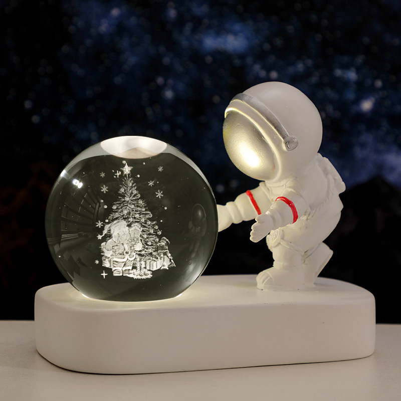 Glowing Planetary Galaxy Astronaut Crystal Ball Night Lights USB Power Warm Bedside Light Brithday Gift Night Lamp - Image 7
