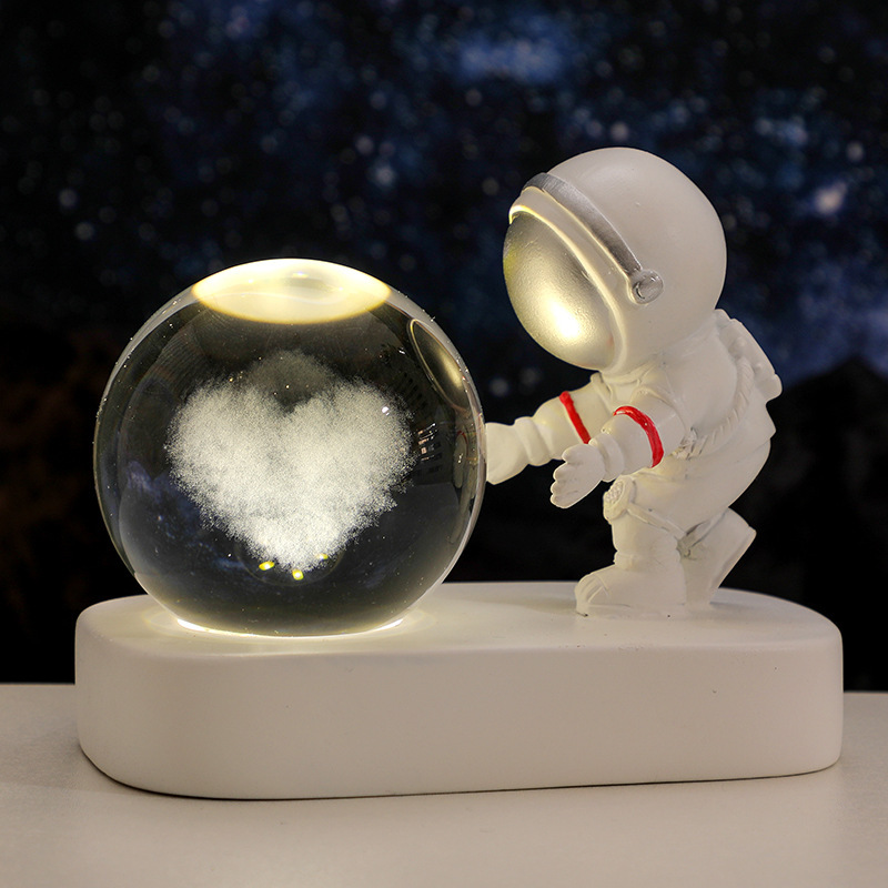 Glowing Planetary Galaxy Astronaut Crystal Ball Night Lights USB Power Warm Bedside Light Brithday Gift Night Lamp - Image 10