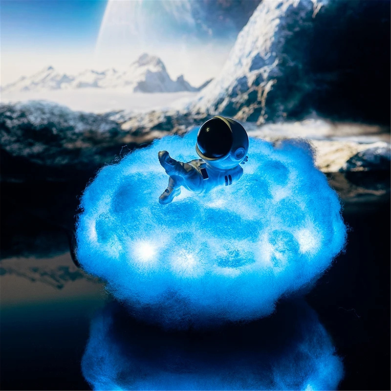 LED Colorful Clouds Astronaut Lamp With Rainbow Effect As Children's Night Light Kids Bedroom Night Lamp Decor Home Moon Lamp - Image 3