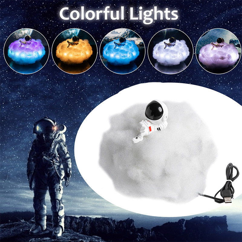 LED Colorful Clouds Astronaut Lamp With Rainbow Effect As Children's Night Light Kids Bedroom Night Lamp Decor Home Moon Lamp - Image 2