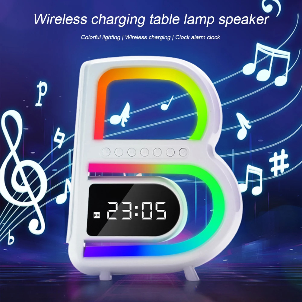 2024 New B-Shaped Blutooth Speaker Multifunctional Smart Music Rhythm Lighting Phone Wireless Charger TF Card AUX Input Standard Mode - Image 9