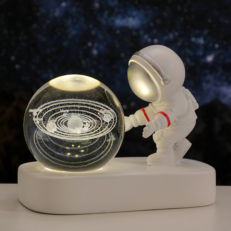 Glowing Planetary Galaxy Astronaut Crystal Ball Night Lights USB Power Warm Bedside Light Brithday Gift Night Lamp - Image 8